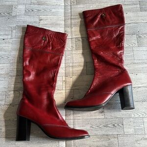 Etienne Aigner Red Heeled Leather Boots